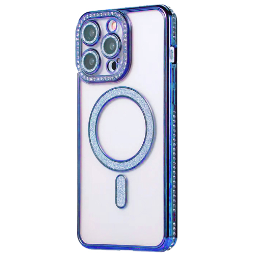 Premium Clear BLING BLING Magsafe Design Case for Apple iPhone 17 Pro Max - Blue
